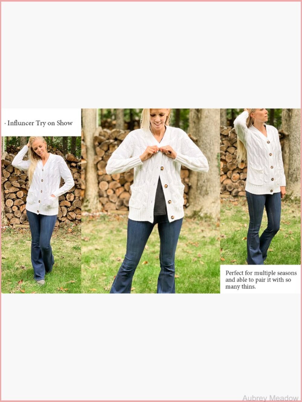 Women's Chunky Knit Cable Cardigan Long Sleeve Open Front Button Down Coat - Picture 7 of 7